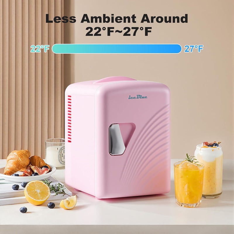 Iceblue Mini Fridge, Retro 4 Liter /6 Cans Tiny Fridge, AC Plug & 12V Car Charger Small Refrigerator, Compact & Portable 4A Cooling Mini Refrigerator for Bedroom, Car, Office, Dorm, Gift (Pink) - Image 5